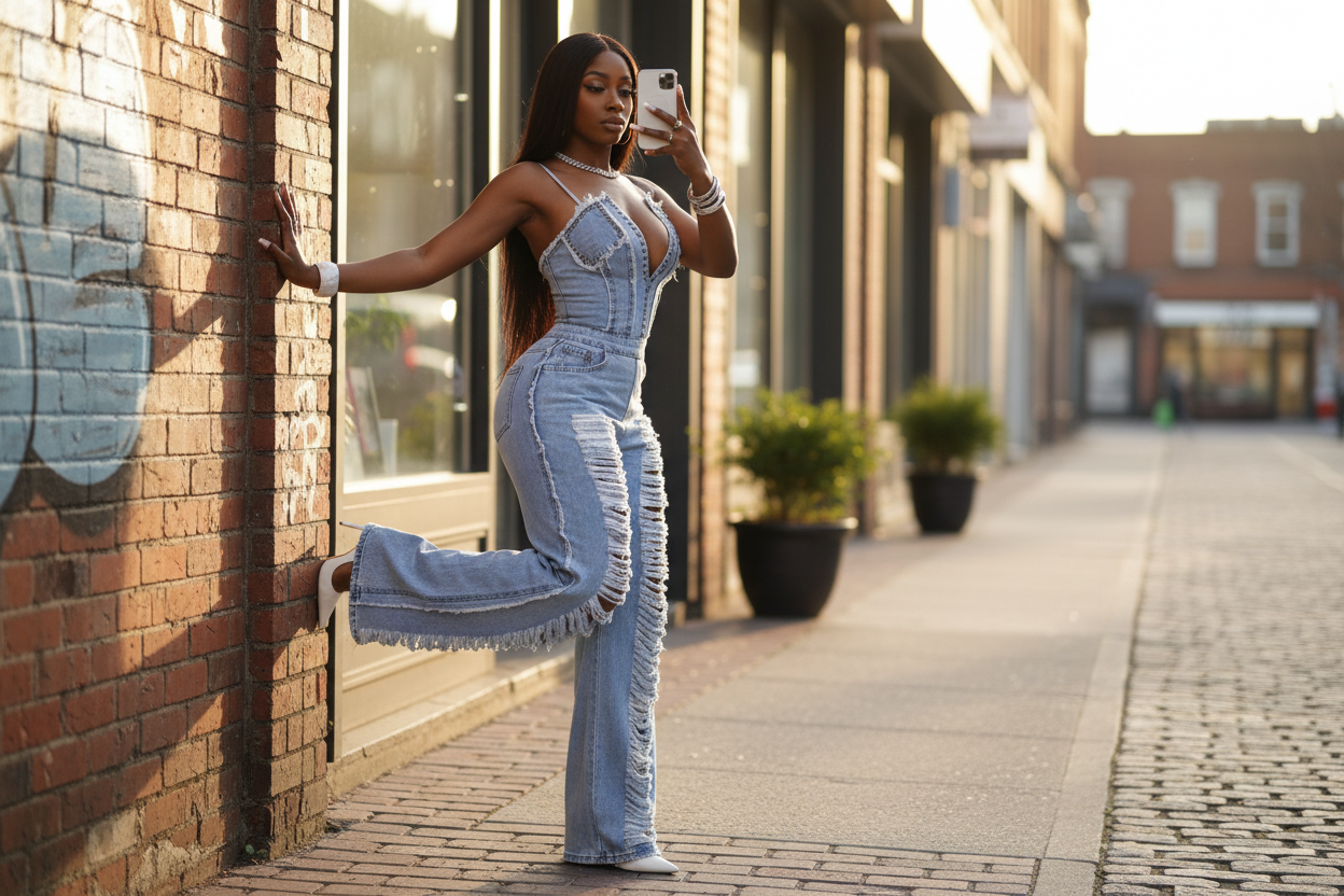 DENIM JUMPSUIT - FZ Strapless Lifestyle