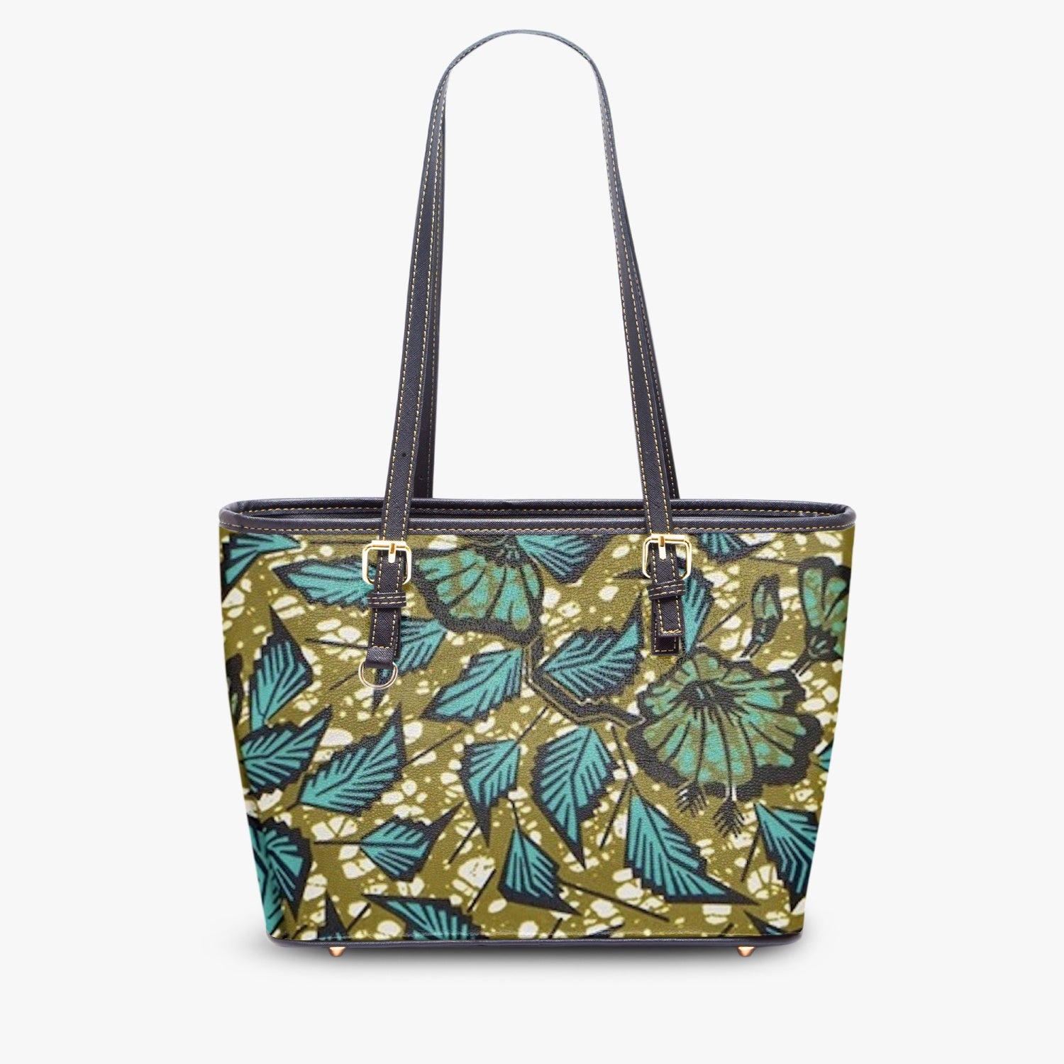 FZAfrican Print Leather Tote Bag JetPrint
