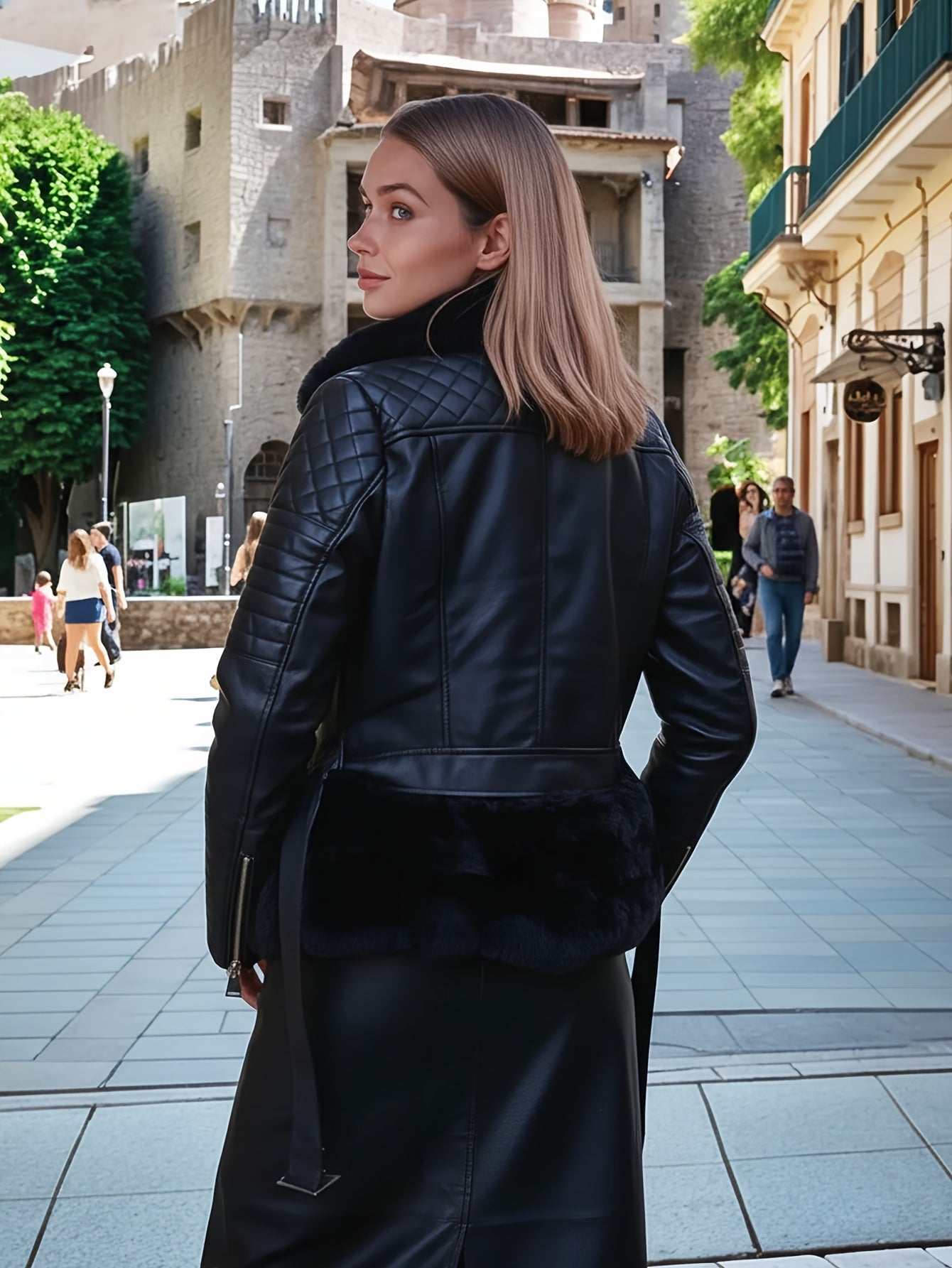 FZ Women'S Retro PU Faux Leather Jacket