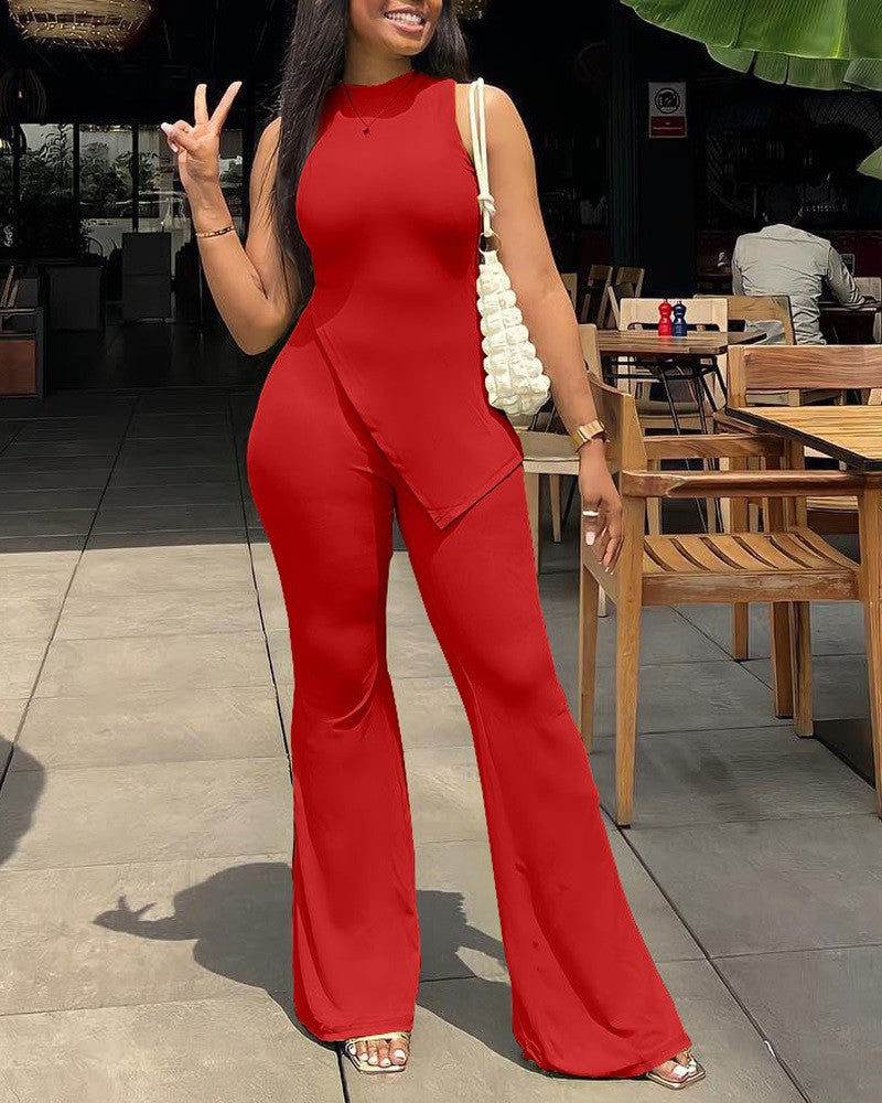 FZ Women's Asymmetrical Bootcut Slit Pants Suit - FZwear