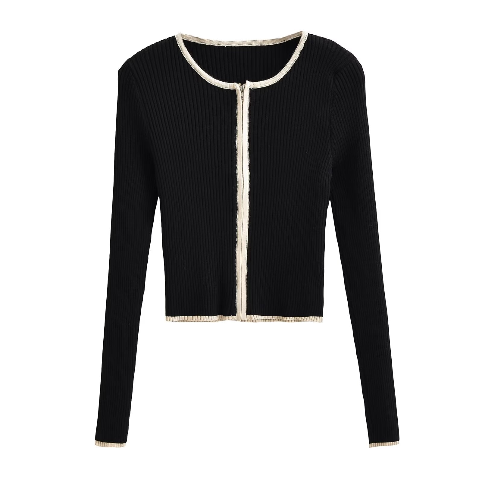 FZ Women's Slim Fit Patchwork Zipper Sweater Top - FZwear