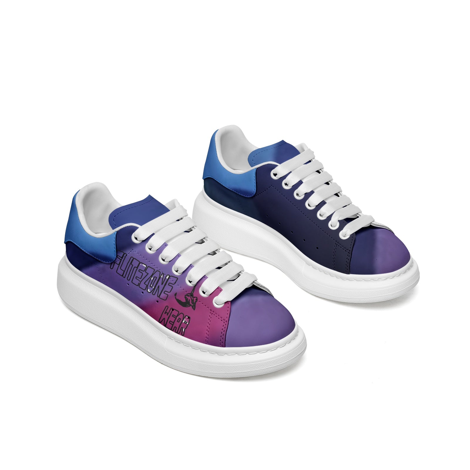 FZ Unisex Non Slip Lace Up Faux Leather Sneakers