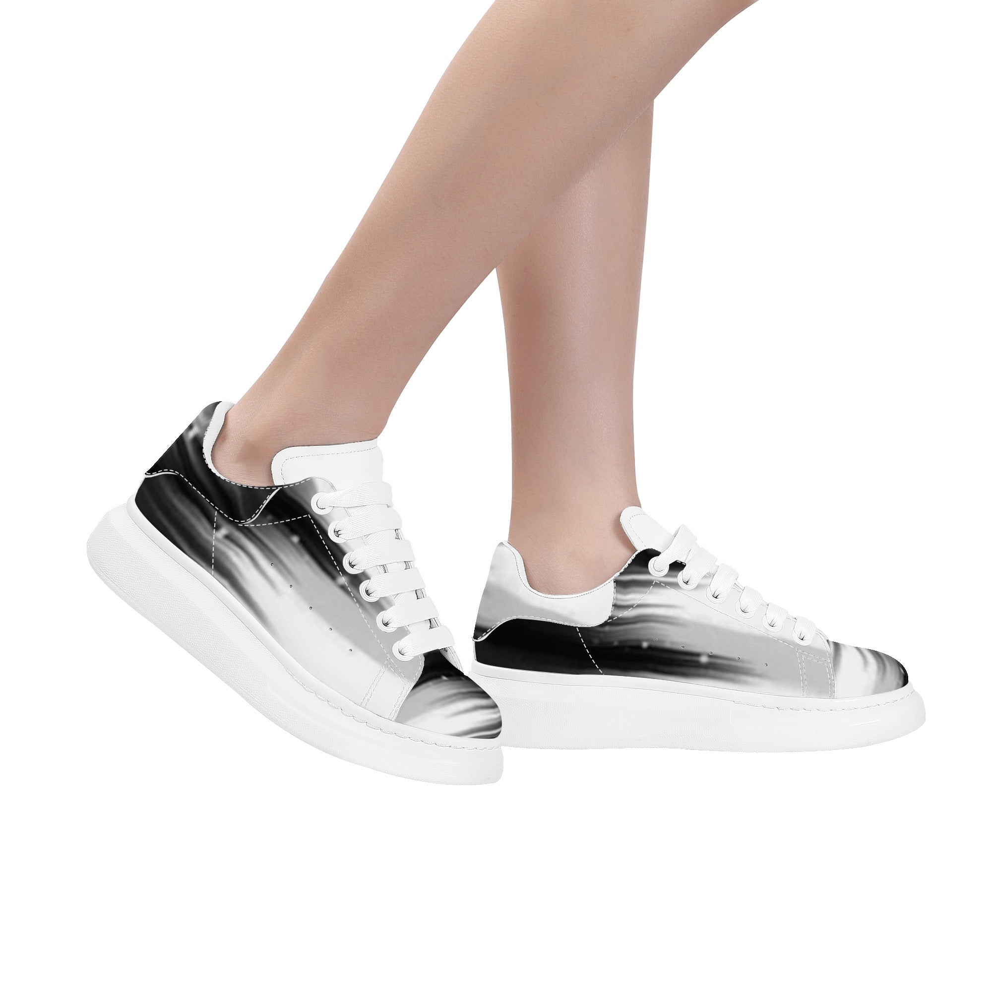 FZ Women's White Tongue Low Top Chunky Shoes - FZwear