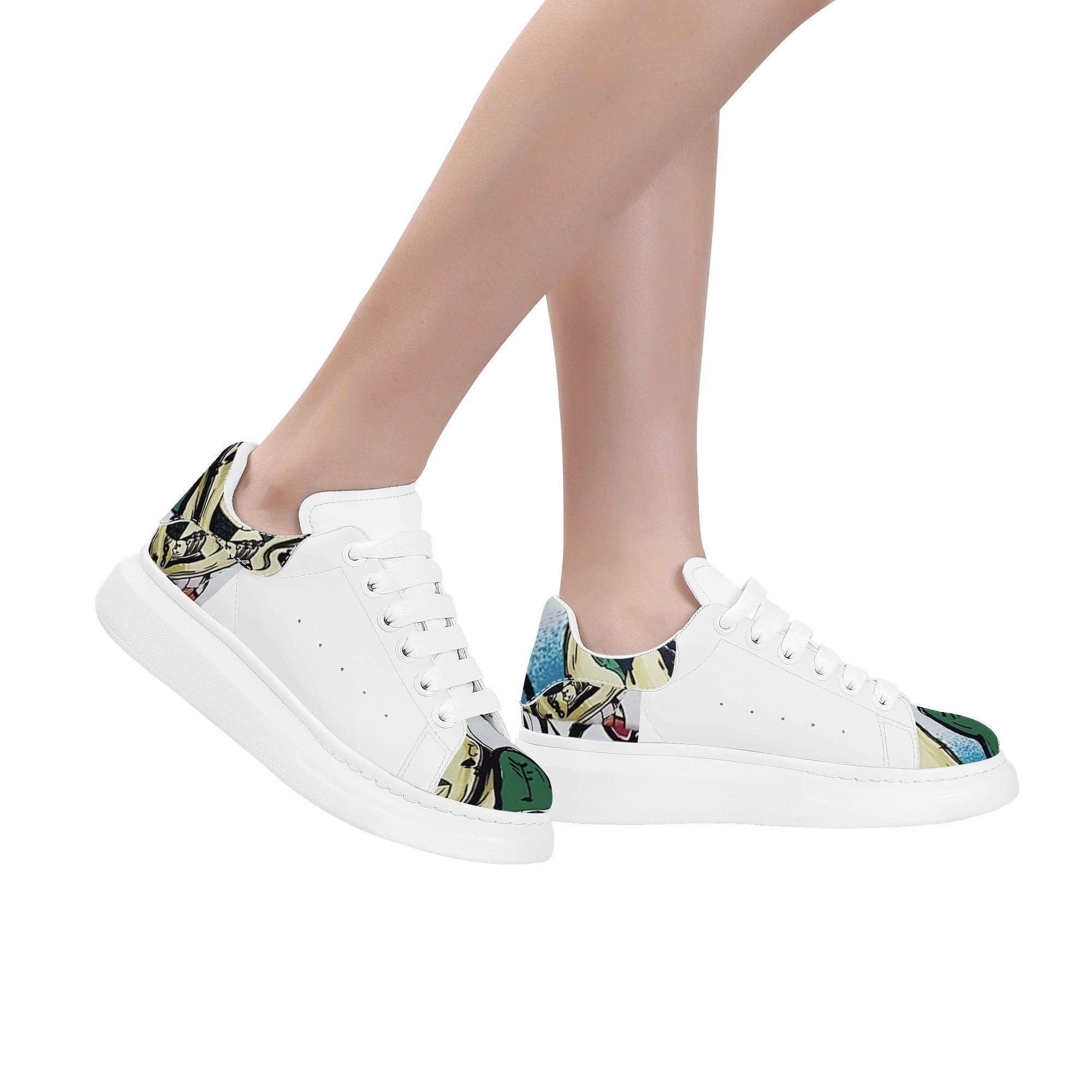 FZ Women's White Tongue Low Top Chunky Shoes - FZwear