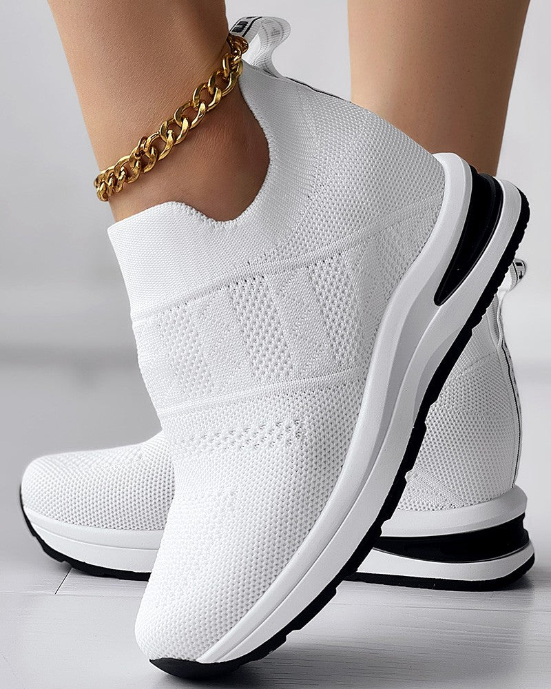 FZ Women's Letter Pattern Breathable Muffin Sneakers - FZwear