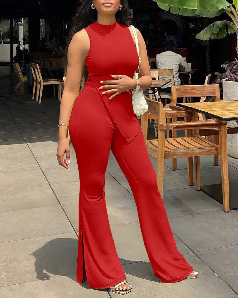 FZ Women's Asymmetrical Bootcut Slit Pants Suit - FZwear