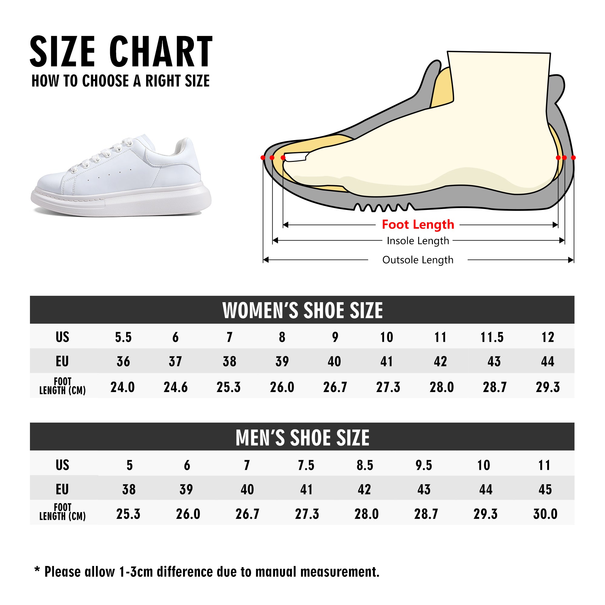 FZ Women's White Tongue Low Top Chunky Shoes - FZwear