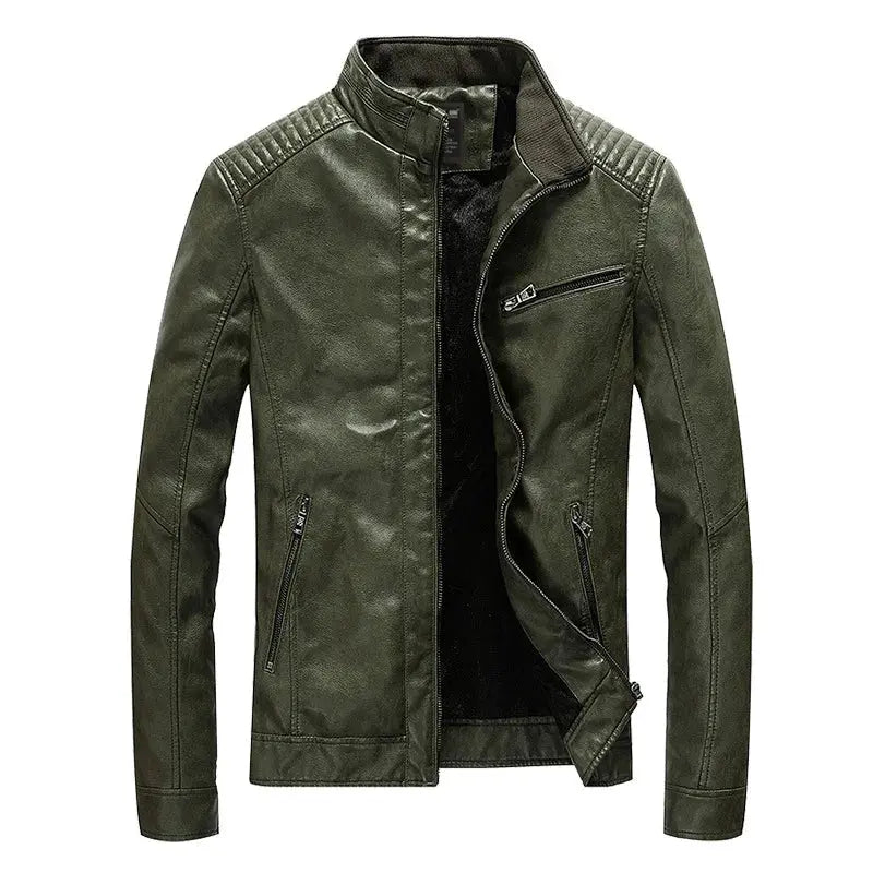 2023 Mens PU Leather Jacket Fleece and Thicken Male Coats Motorcycle Clothing Men Warm Mens Streetwear Pilot Leather Jacket FZwear