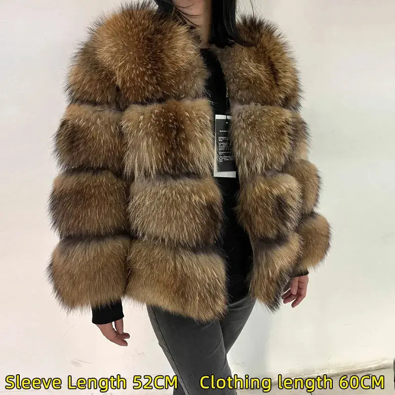 2024 maomaokong Super Hot Winter Women Luxury Thick Real Raccoon Fur Coat Natural Fox Fur Jacket Plus Size Jackets Female Vest FZwear