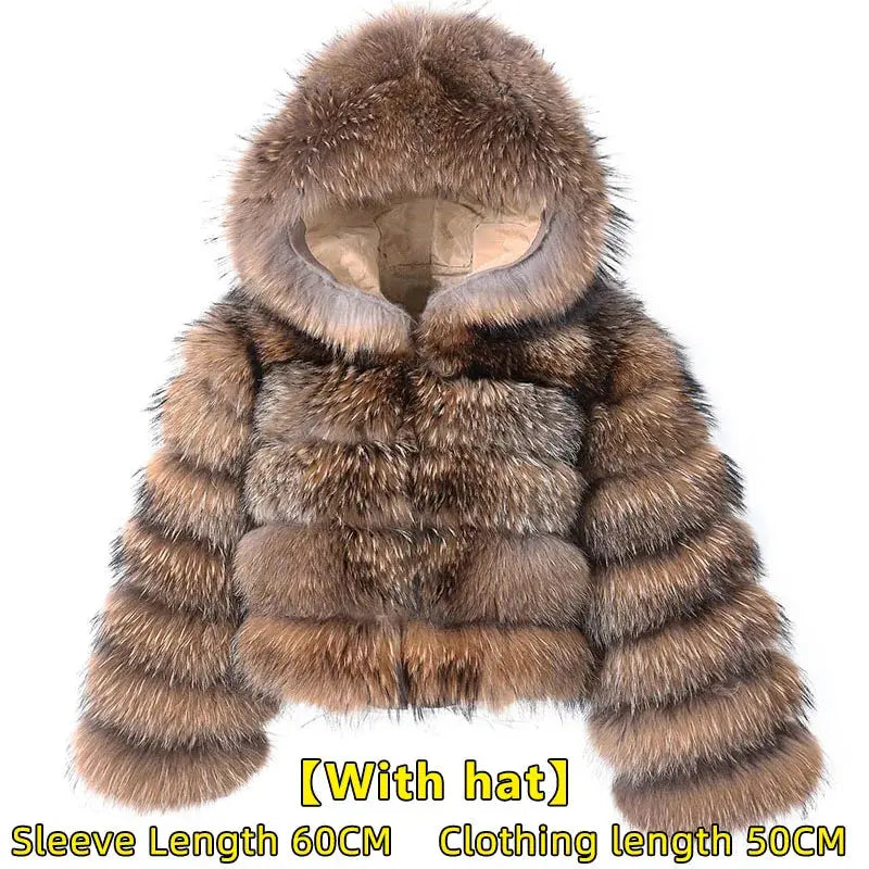 2024 maomaokong Super Hot Winter Women Luxury Thick Real Raccoon Fur Coat Natural Fox Fur Jacket Plus Size Jackets Female Vest FZwear