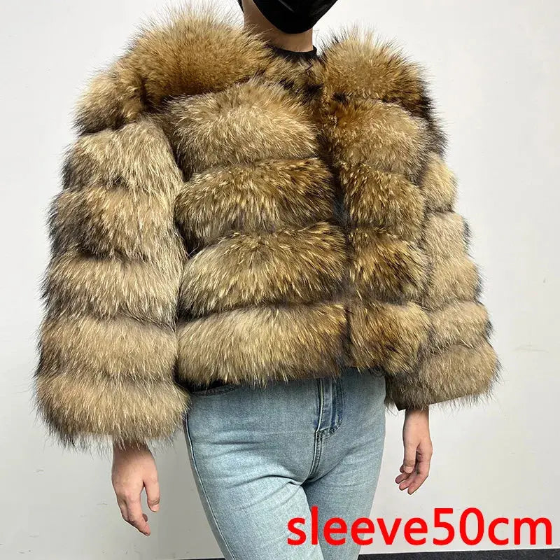 2024 maomaokong Super Hot Winter Women Luxury Thick Real Raccoon Fur Coat Natural Fox Fur Jacket Plus Size Jackets Female Vest FZwear