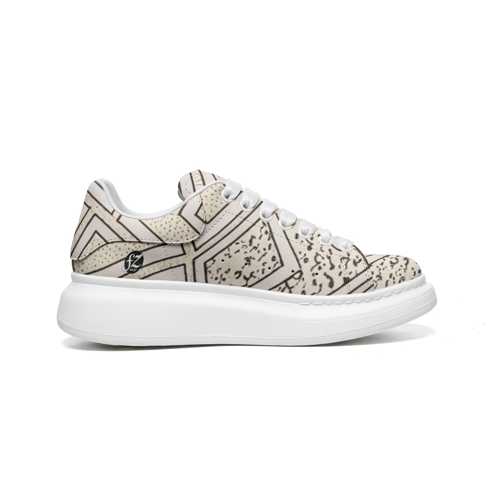 FZ Unisex Non Slip Lace Up Faux Leather Sneakers