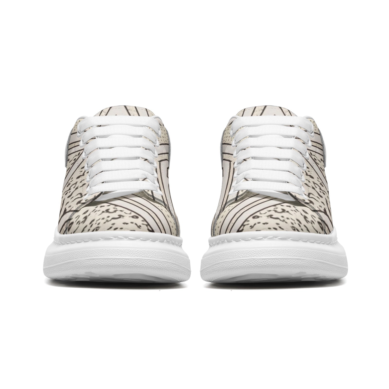 FZ Unisex Non Slip Lace Up Faux Leather Sneakers