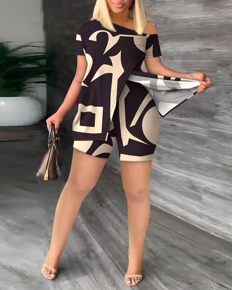 FZ Women's Plus Size Geometric Print Shorts Set - FZwear