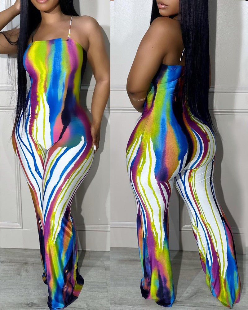 FZ Women's Tie Dye Print Sleeveless Jumpsuit - FZwear