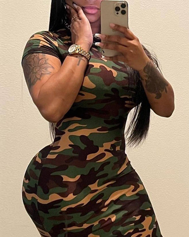 FZ Women's Camouflage Print Slit Maxi Sun Dress - FZwear