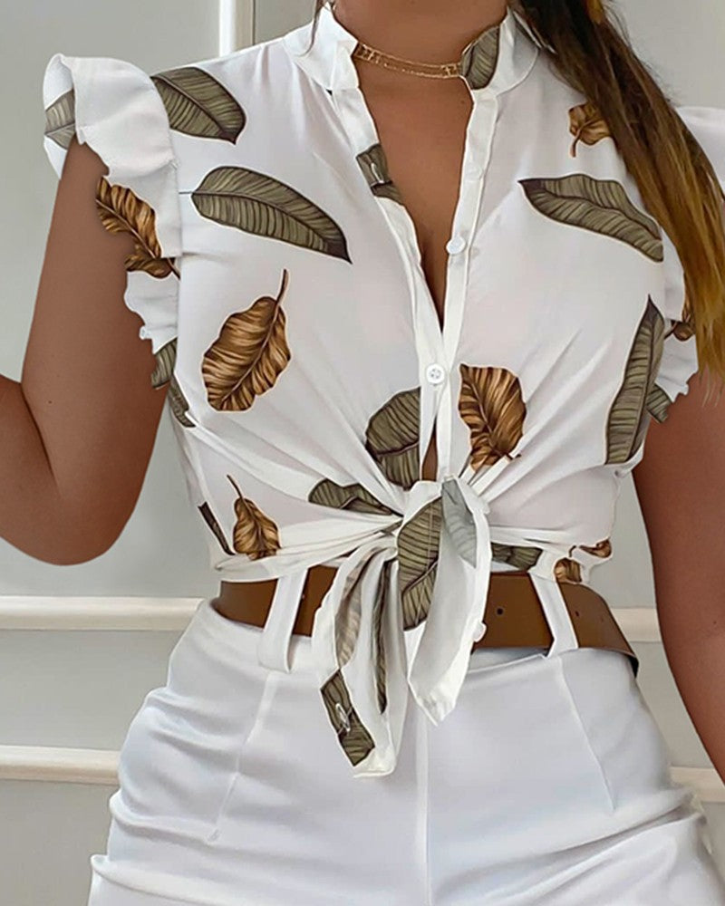 FZ Women's Leaf Print Shorts Set - FZwear