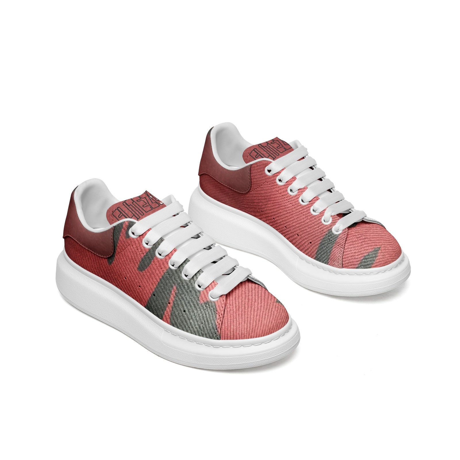 FZ Unisex Non Slip Lace Up Faux Leather Sneakers