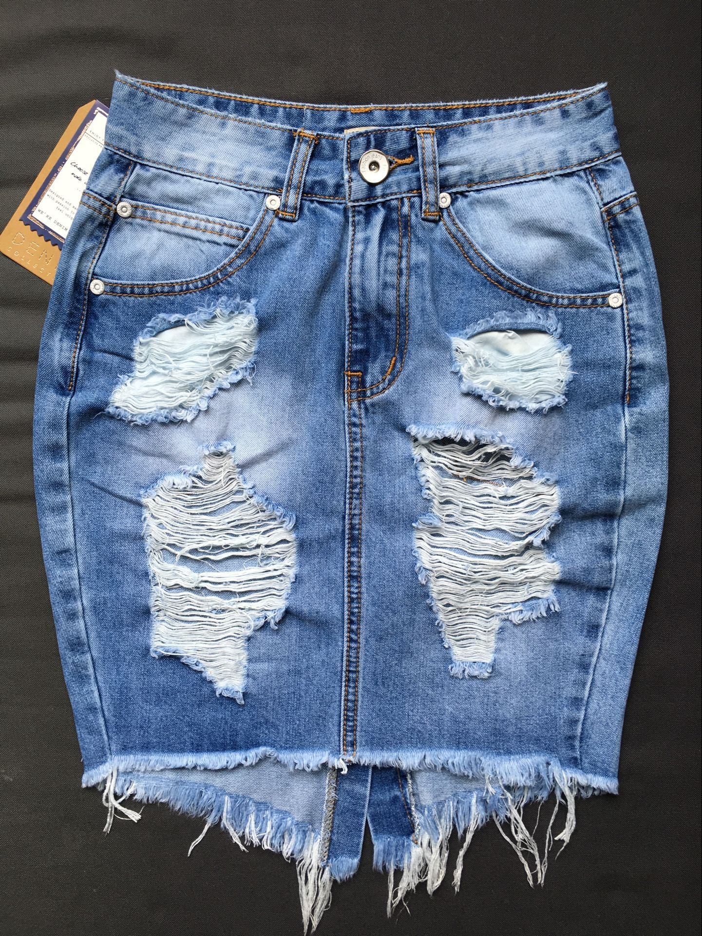 FZ Women's High Waist Slim Fit Ripped Women Denim Hip Wrapped Skirt - FZwear