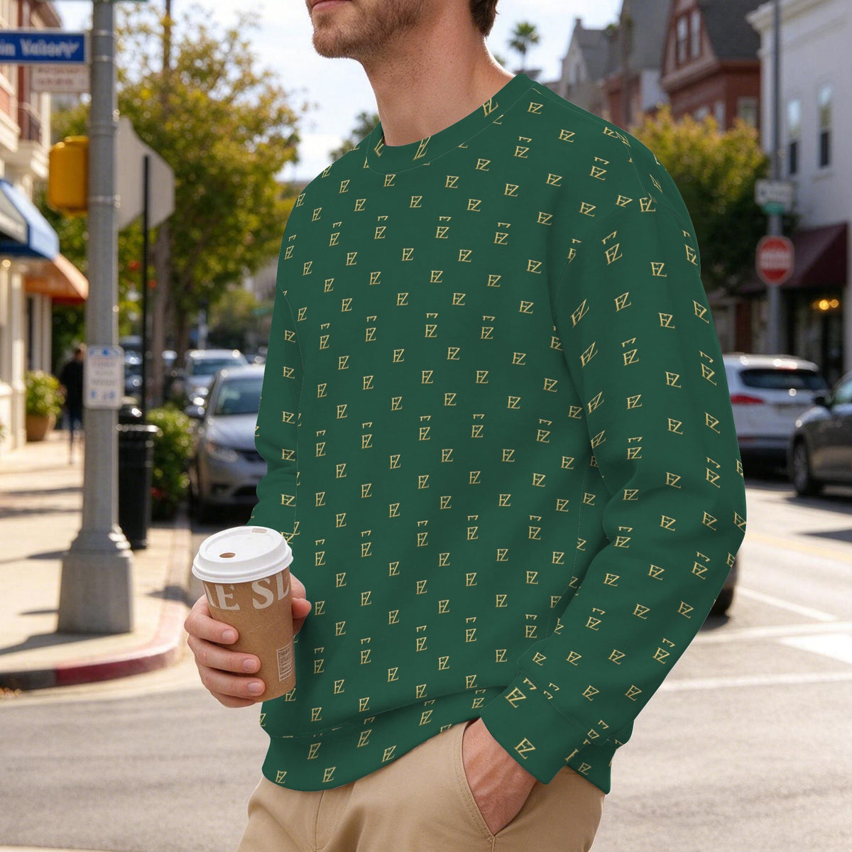 FZ Men's Original Monogram Crewneck Sweater Pullover