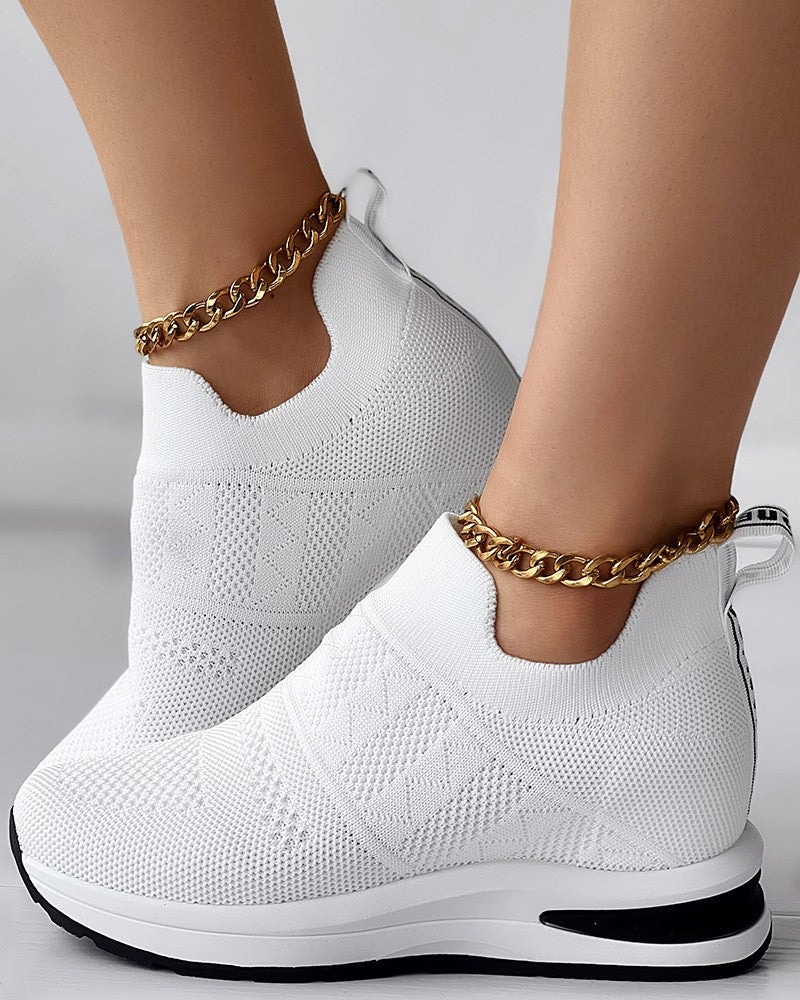 FZ Women's Letter Pattern Breathable Muffin Sneakers - FZwear