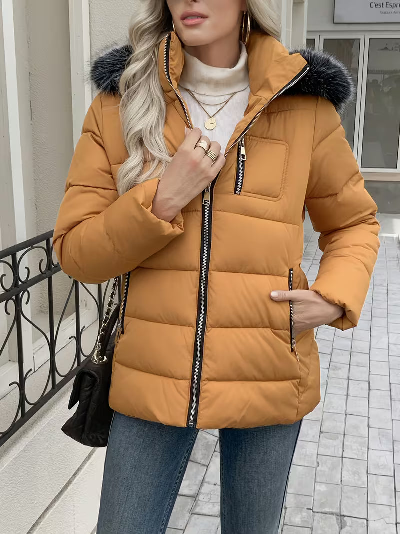 FZ Women's Large Outerwear Temperament Thickened Hooded Jacket