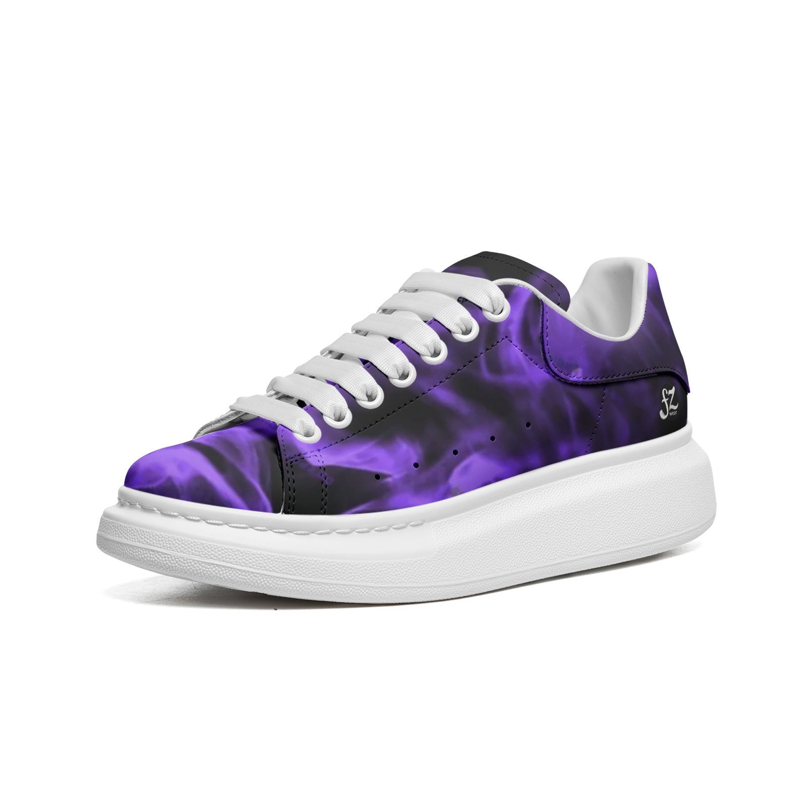 FZ Unisex Non Slip Lace Up Faux Leather Sneakers