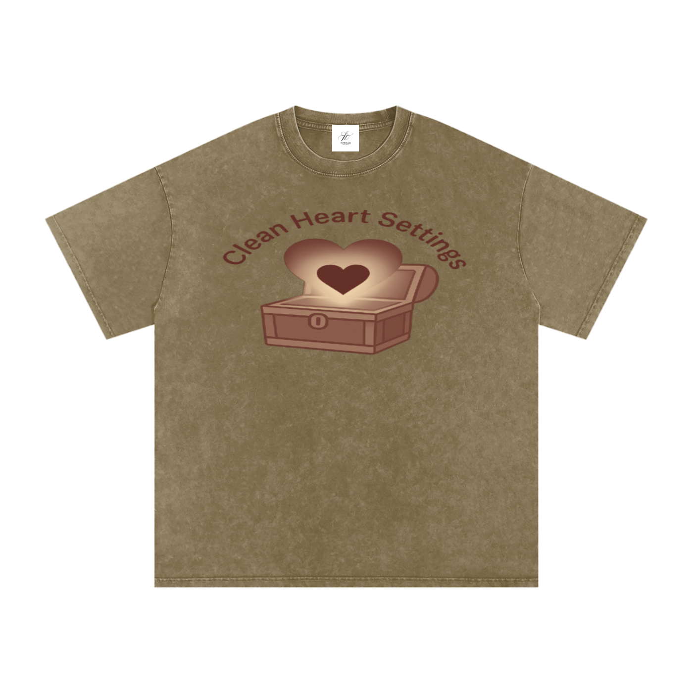 FZ Unisex Acid Wash Clean Heart Oversize Tee