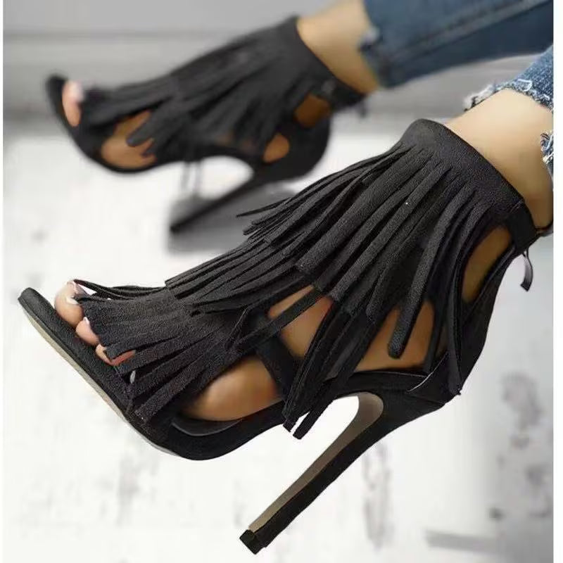 FZ Women's American Style Tassel Peep-Toe Shoes