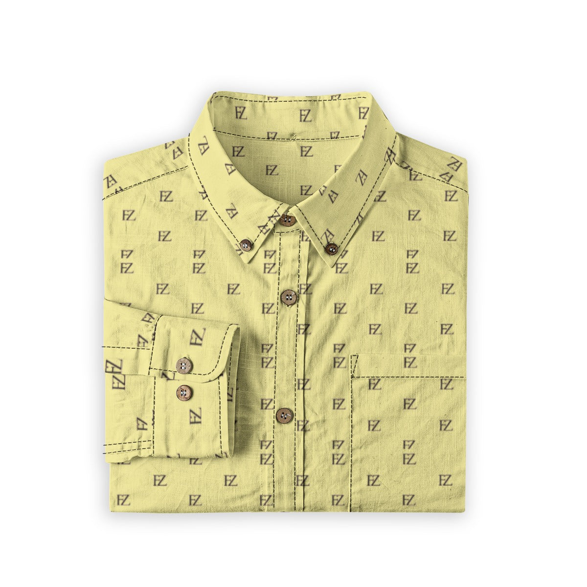 FZ Men's Casual Lapel Long Sleeve Cotton Shirt