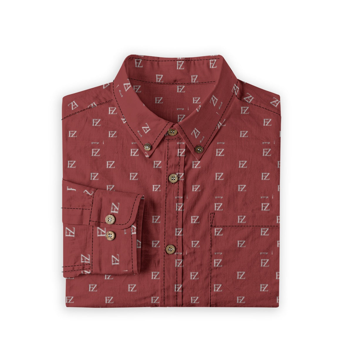 FZ Men's Casual Lapel Long Sleeve Cotton Shirt