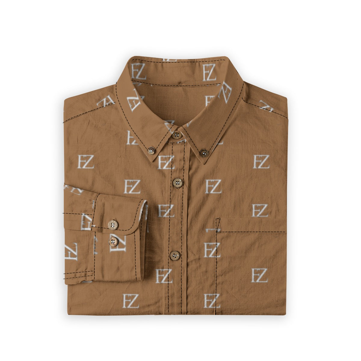 FZ Men's Casual Lapel Long Sleeve Cotton Dress Shirt