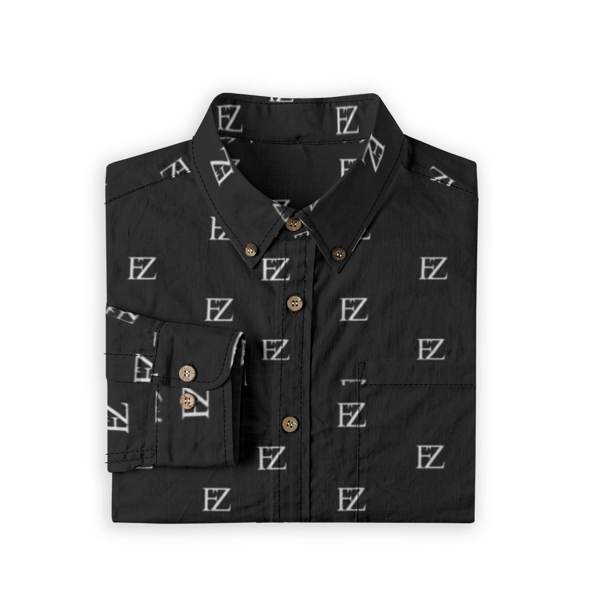 FZ Men's Casual Lapel Long Sleeve Cotton Dress Shirt