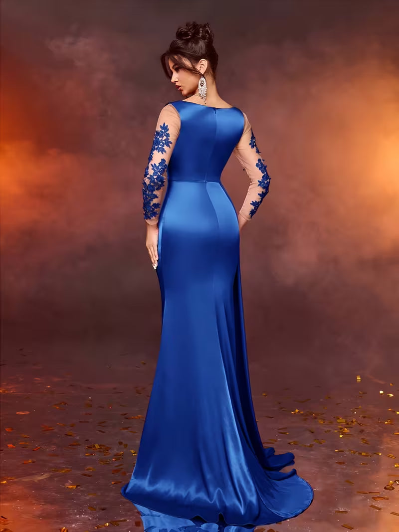 FZ Women's Lace Long Formal Temperament Slim High Waist Evening Dress