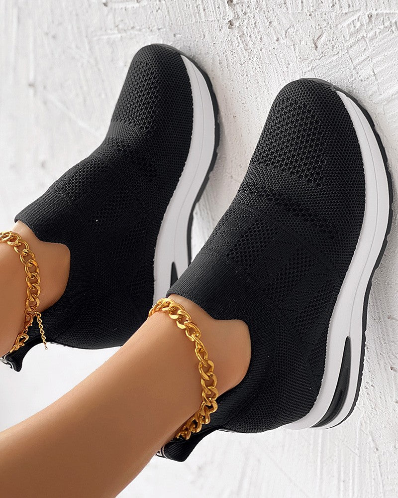 FZ Women's Letter Pattern Breathable Muffin Sneakers - FZwear