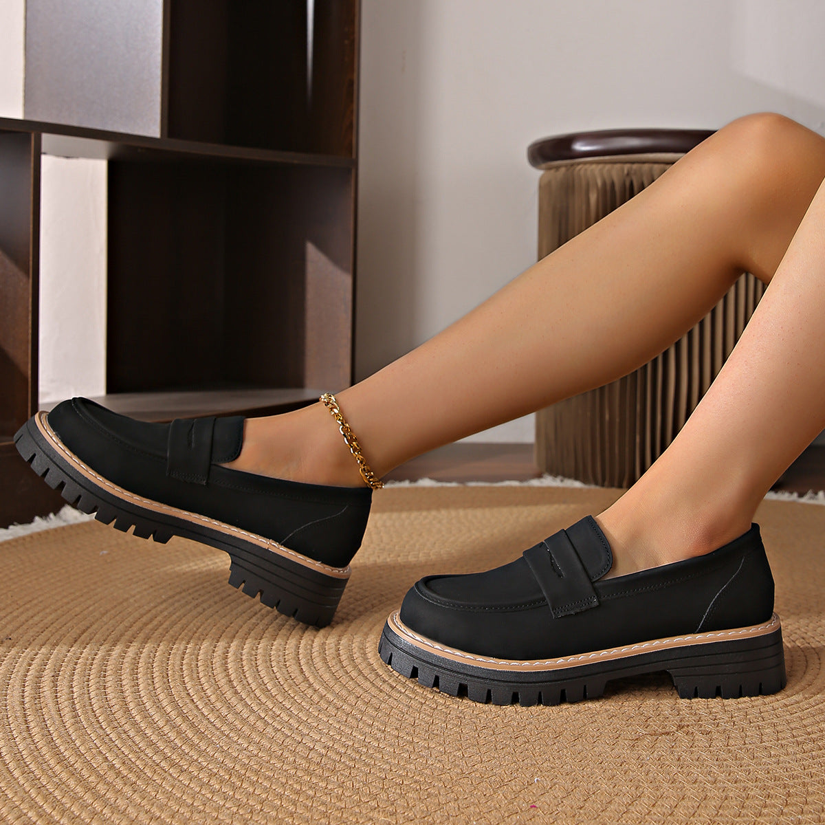 FZ Women's Round Toe Suede Low Cut Slip on Pump Shoes
