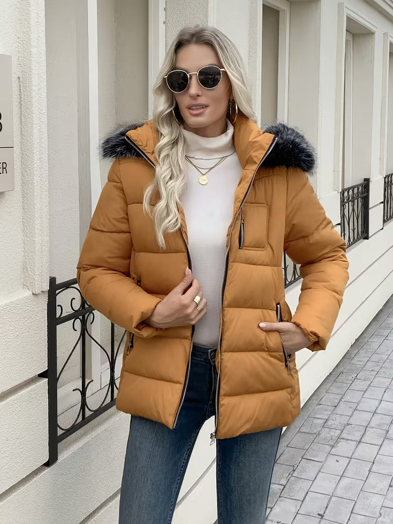 FZ Women's Large Outerwear Temperament Thickened Hooded Jacket