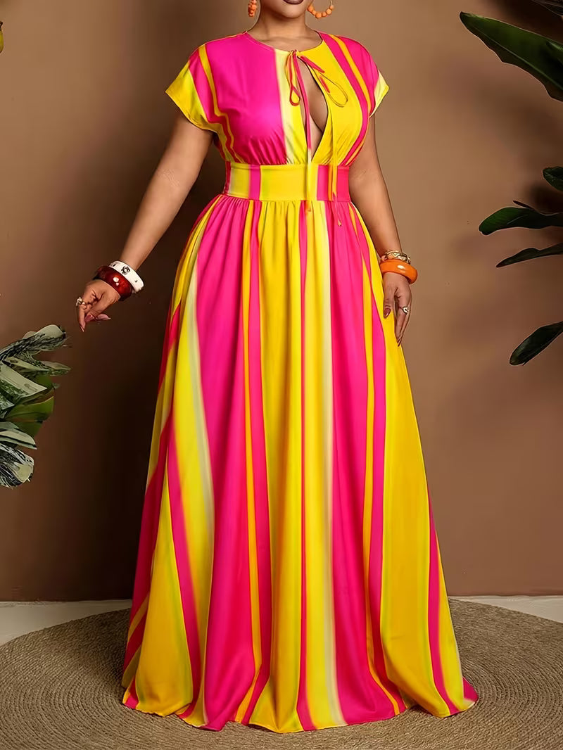 FZ Women's Plus Size V-Neck Short-Sleeved Sundress