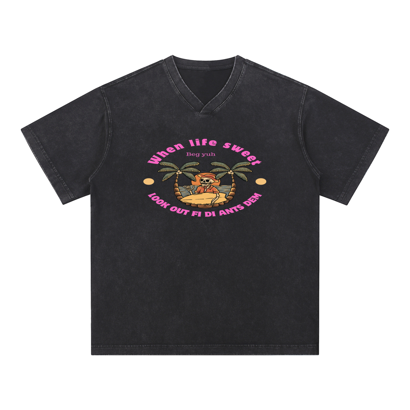 FZ Unisex Snow Washed V-Neck Cotton Tee