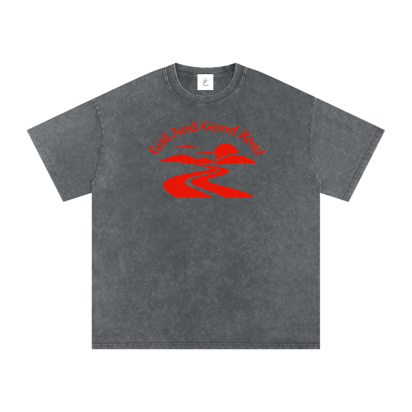 FZ Unisex Acid Wash Good Road Oversize Tee