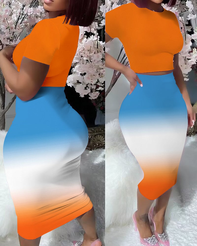 FZ Women's Letter Print High Waist Skirt Set - FZwear