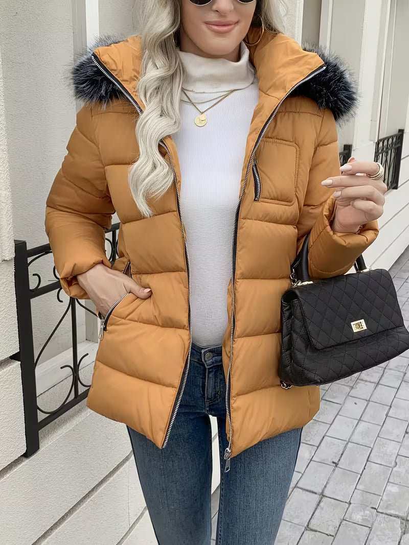 FZ Women's Large Outerwear Temperament Thickened Hooded Jacket