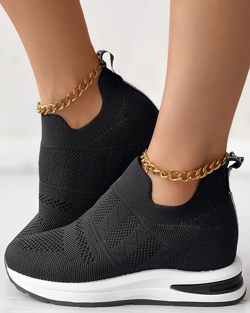 FZ Women's Letter Pattern Breathable Muffin Sneakers - FZwear