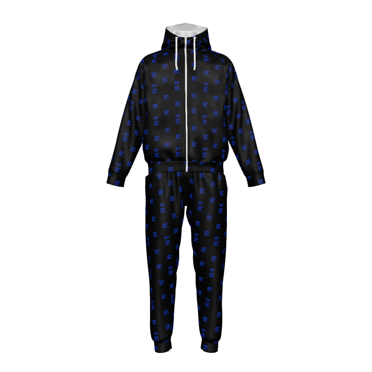 Custom Men's Zipper Hood Coat Top & Pants Set Without Pocket