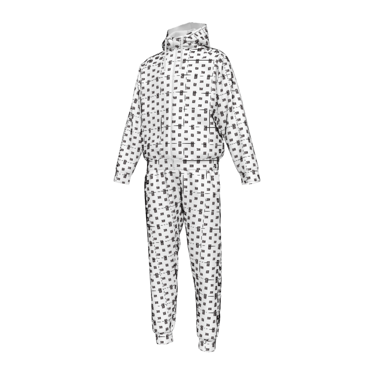 Custom Men's Zipper Hood Coat Top & Pants Set Without Pocket