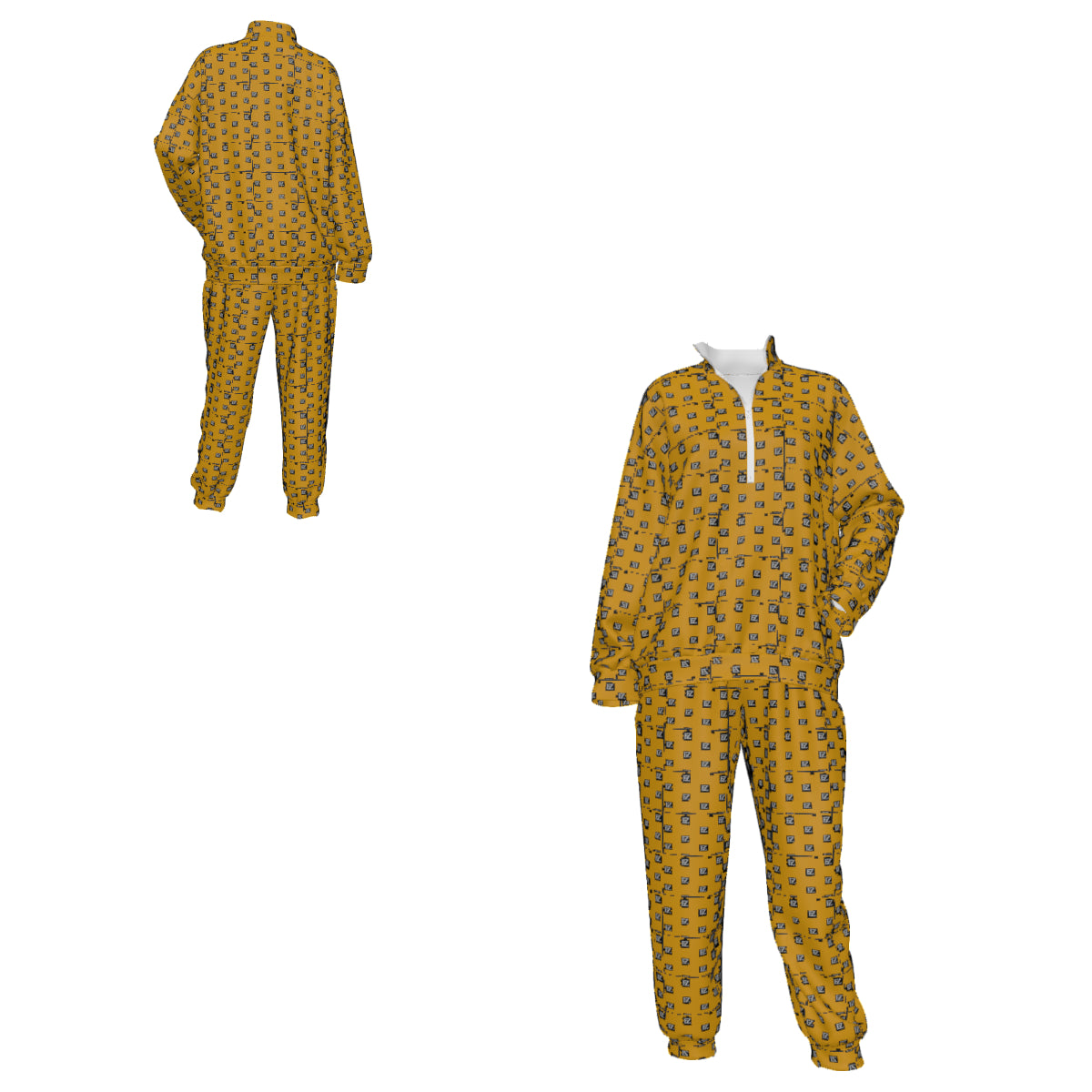 Custom Women's Lapel Sweatshirt Set with Pockets & Cuffed Ankles