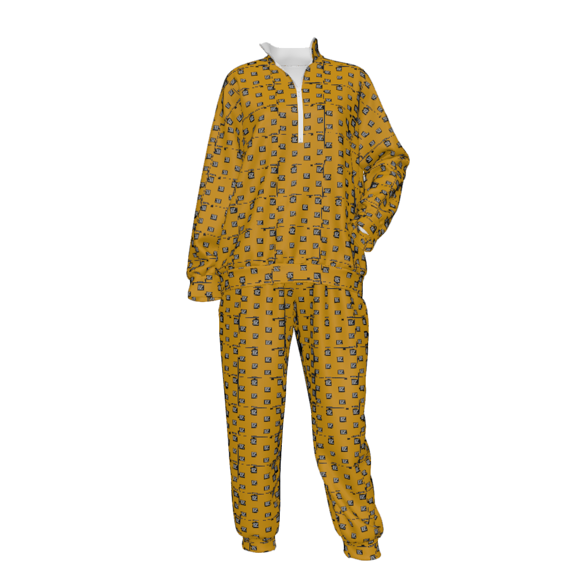 Custom Women's Lapel Sweatshirt Set with Pockets & Cuffed Ankles