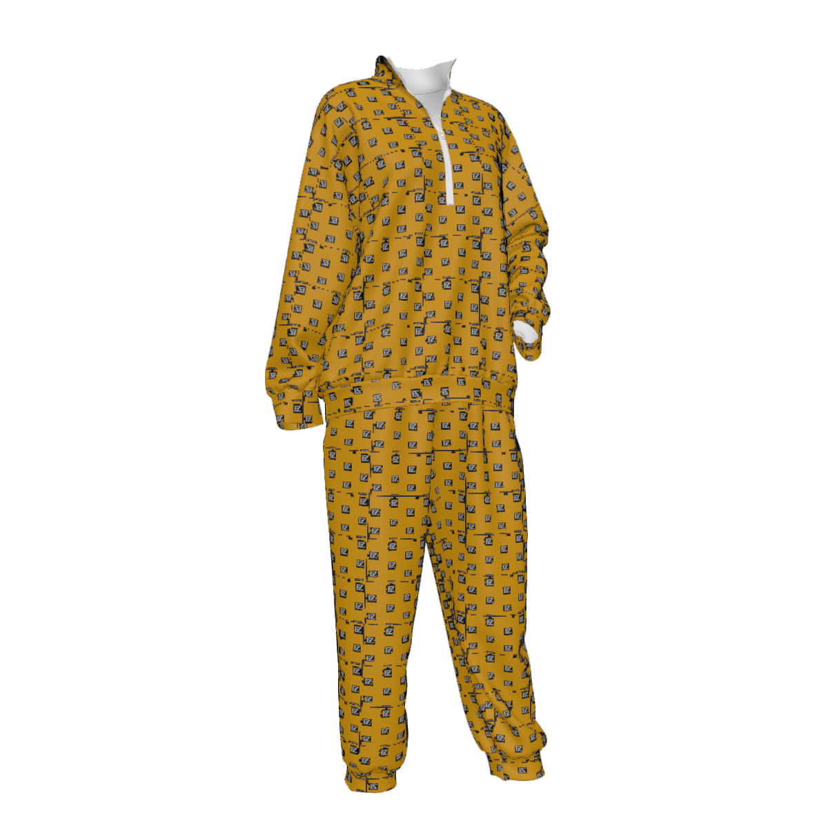 Custom Women's Lapel Sweatshirt Set with Pockets & Cuffed Ankles