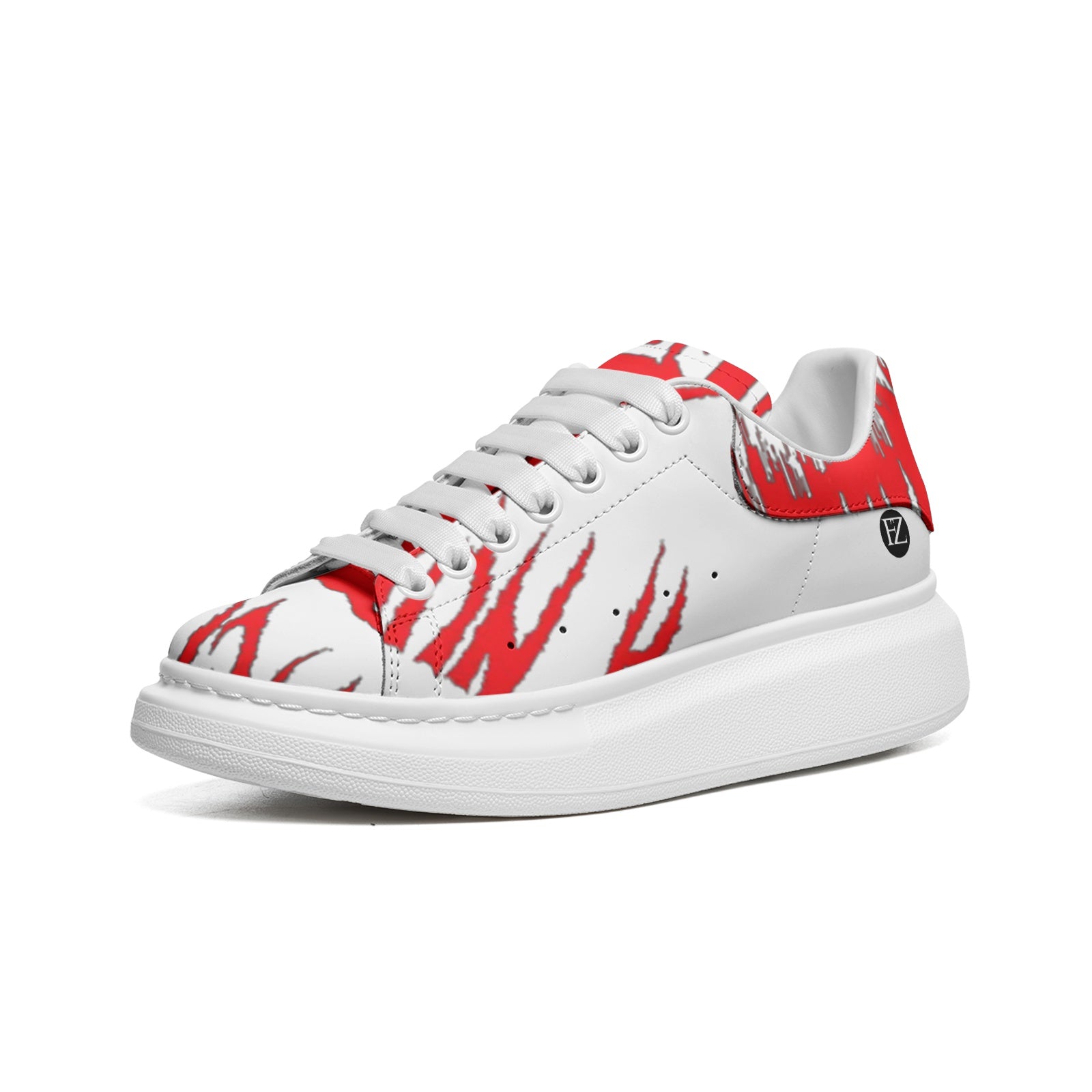 FZ Unisex Non Slip Lace Up Faux Leather Sneakers