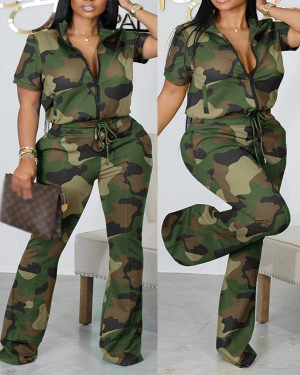 FZ Women's Plus Size Camouflage Print Pants Suit - FZwear